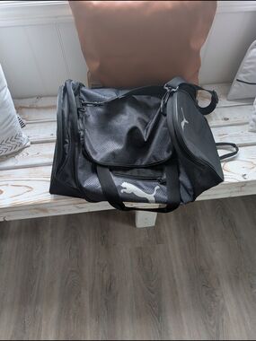 Puma Black And Grey Duffel Bag with White Logo